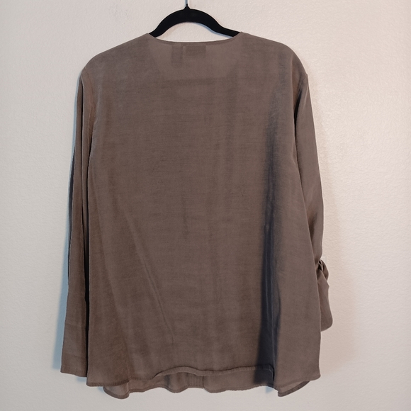 Chico's Blouse Women's Dark Gray/Brownish/Taupe Size 3 Long Sleeve Modal Button - Picture 9 of 9